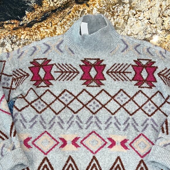 **NWT LOFT Lou & Grey Pebble Grey Heather Fair Isle Tunic Sweater - Picture 3 of 10